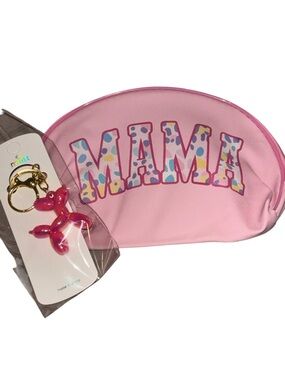 Mama Pink Cosmetic Bag Balloon Dog Keychain Gift Set Makeup Pouch NWT
